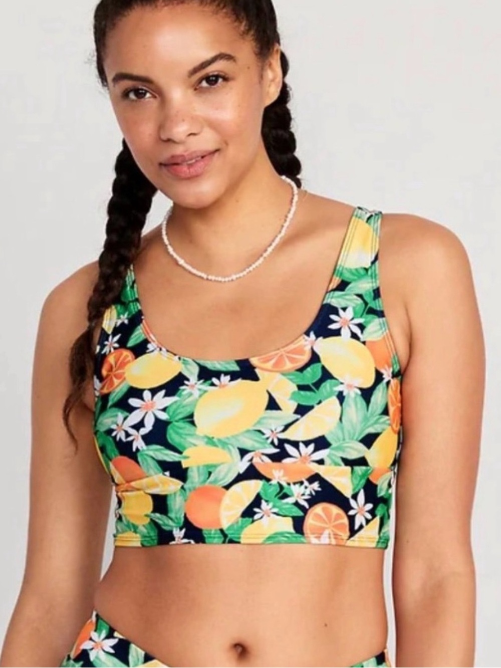 Old Navy Navy Citrus-Print Crop Swim Top NWT